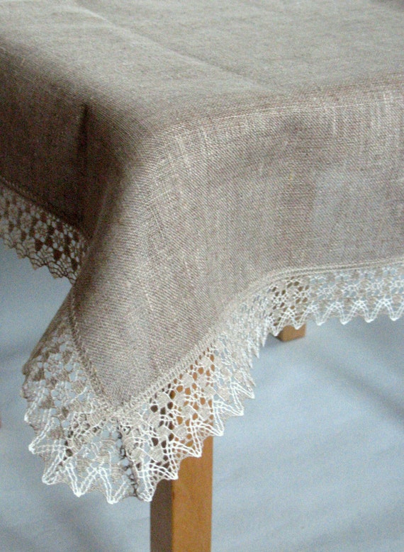 Linen Tablecloth Burlap Square Natural Gray Linen by ...