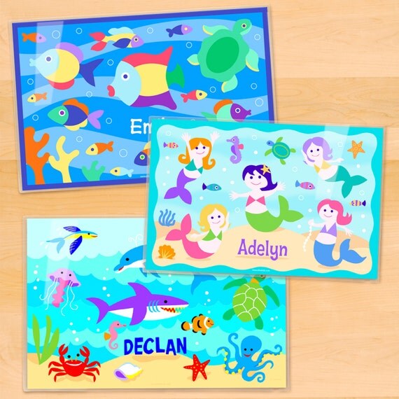 Girls Personalized Ocean Placemats Laminated Placemat by ArtAppeel