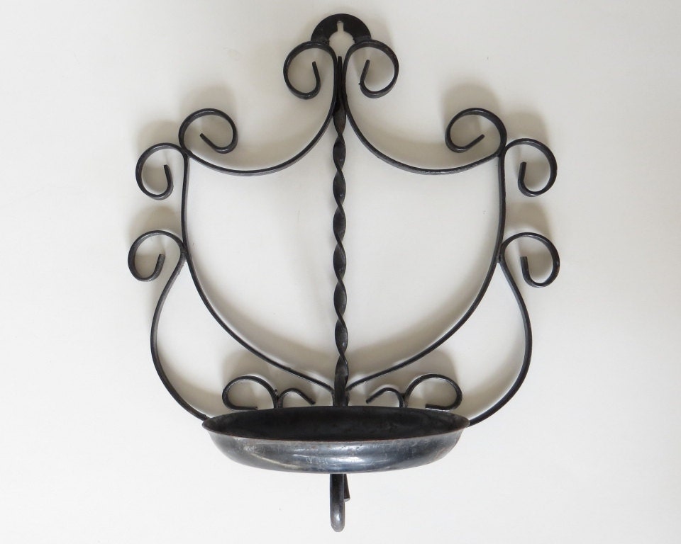 Vintage Wall Candle Holder Black Metal Candle by VintageByLeni