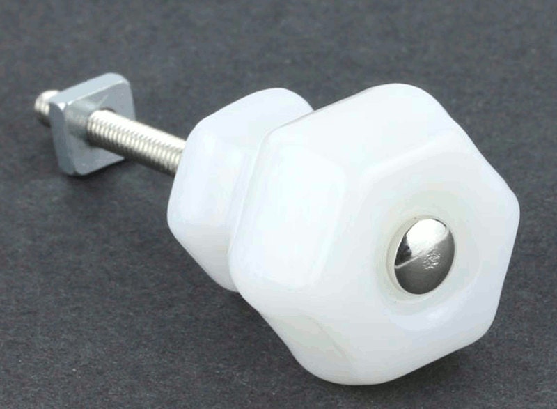 Set Of 14 White Milk Glass Knobs Antique Depression Era Drawer