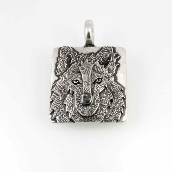 Sterling Silver Wolf Pendant Wolf Head Pendant by TheSilverPendant