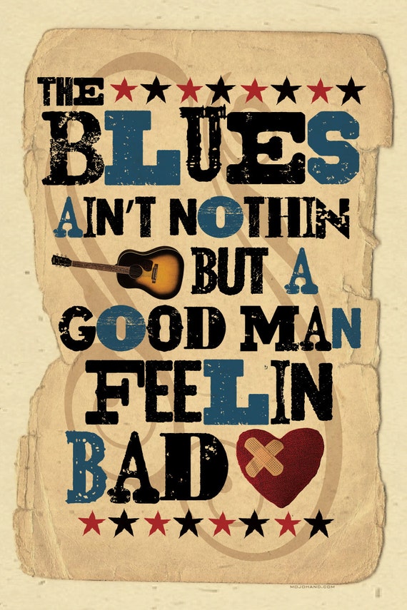  Blues Music folk art poster 12x18 by Grego from mojohand com