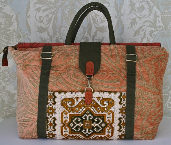 Travel Bag / Weekender Bag / Victorian Bag / by TurtleDoveBagsEtc