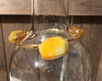 The Lemon Drop: Yellow Agate Wire Bangle