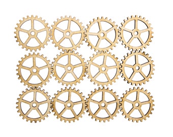 Plywood SteamPunk Gears, Craft Gears, Cheap Wood Gears, Laser Cut - 12qty - 1.5 Inch (38.1mm) - BASIC -