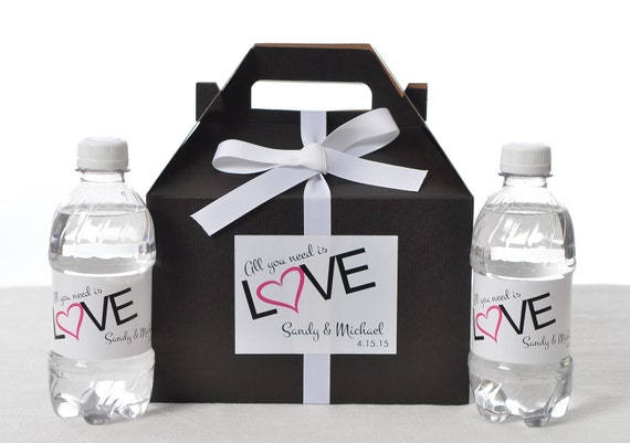25 Wedding Favor Box / Welcome Box Labels Gable Wedding Box Set with 50 Water Bottle Labels - Wedding Favors Il_570xn