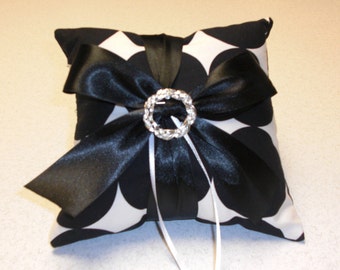 Black and White Polka Dot Ring Bearer Pillow