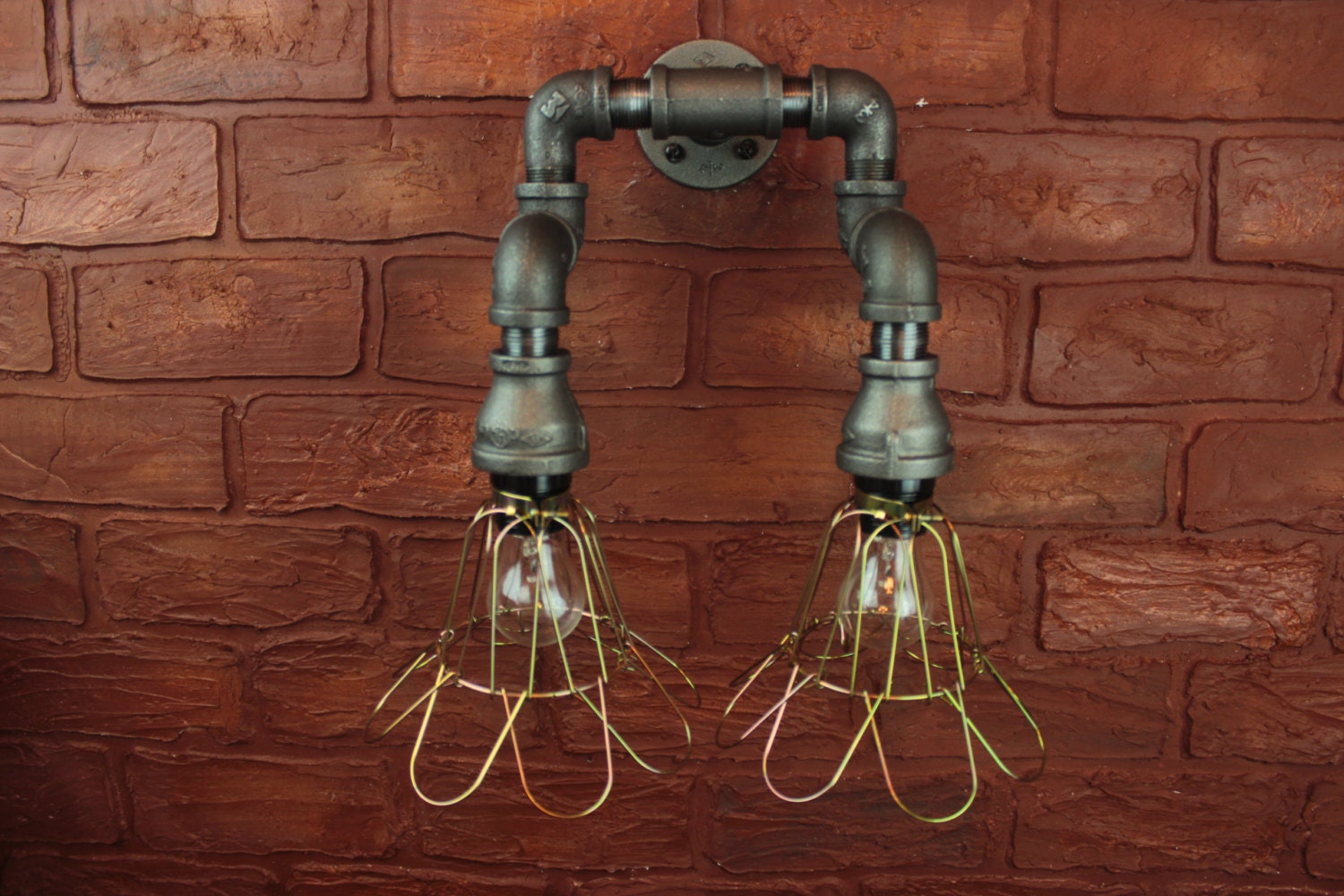 Pipe Lighting Brass Cages / Wall Art Steampunk & Industrial