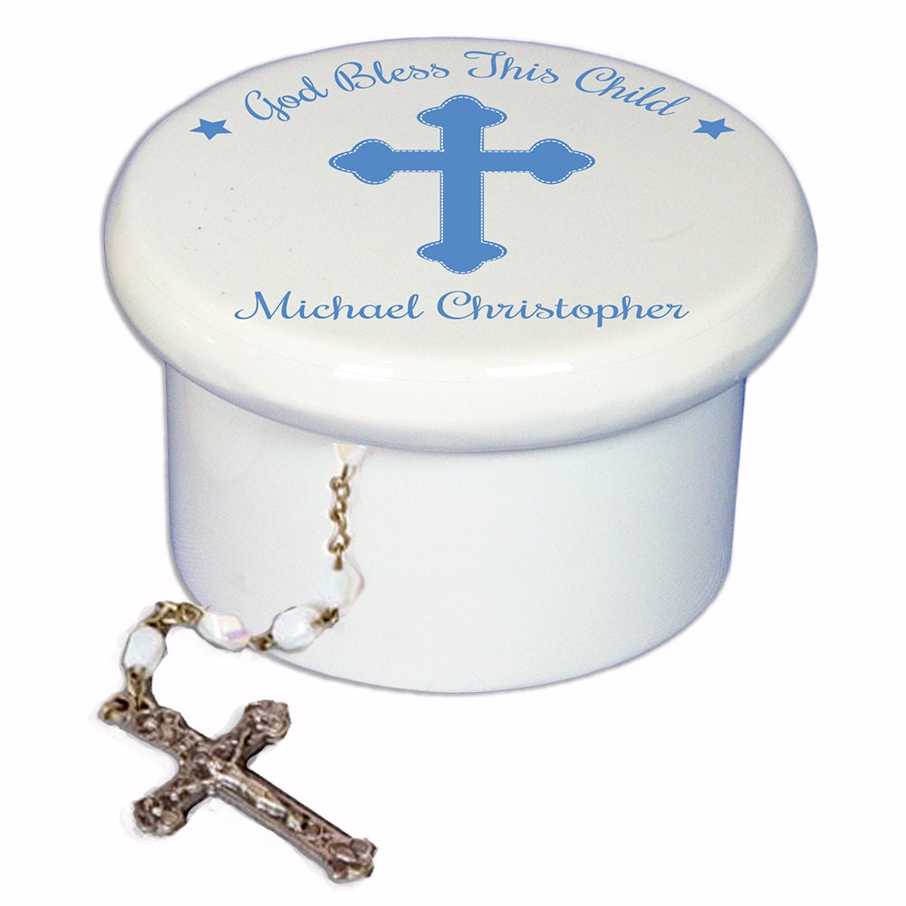Personalized Rosary Box for boys or girls 1st Communion