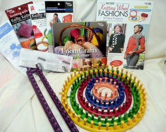 Lot De 4 Métiers à Tisser Ronds Knifty Knitter Avec Crochet Et Aiguilles