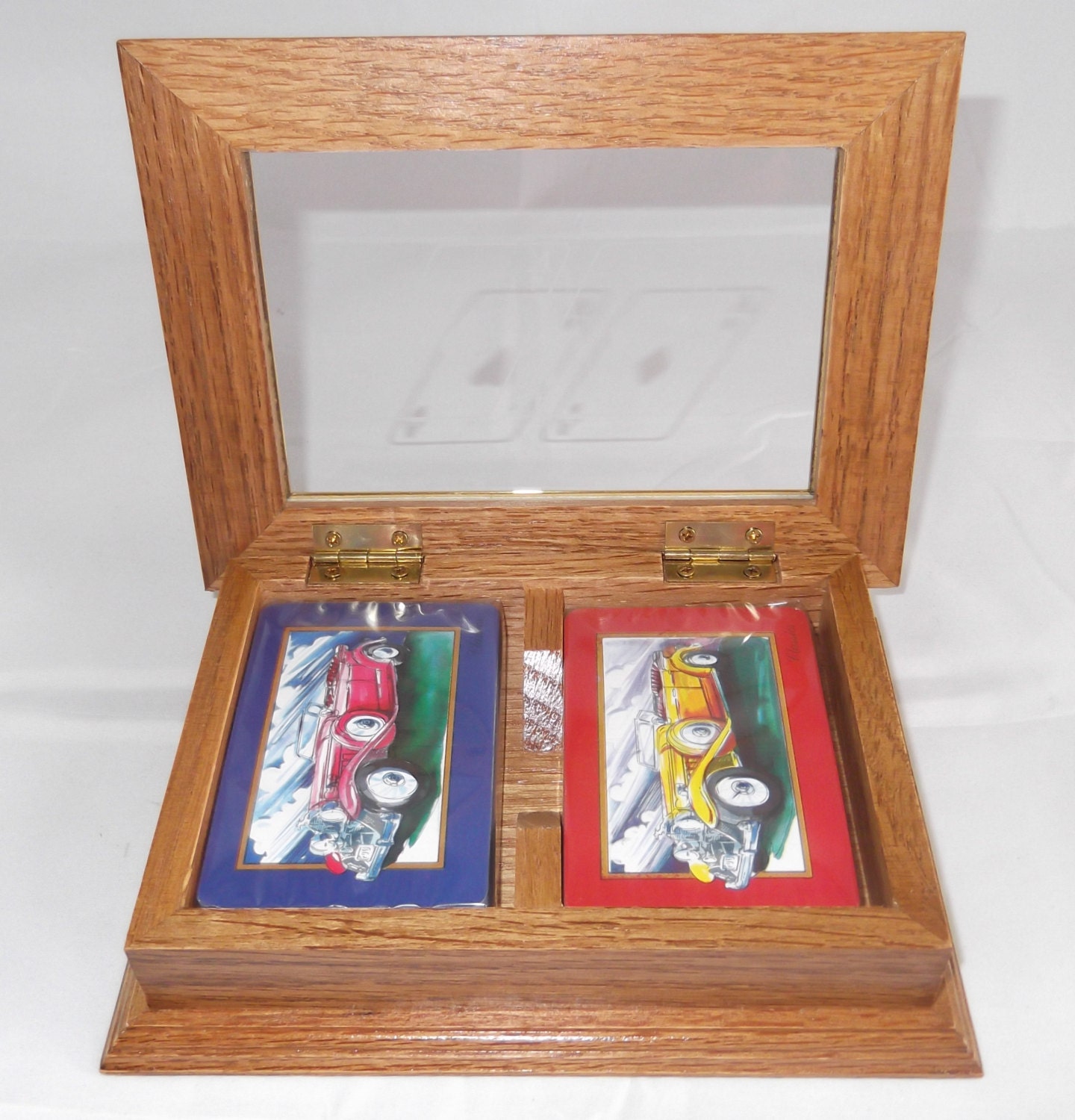 Vintage Wood Double Deck Playing Card Box by SusieSellsVintage