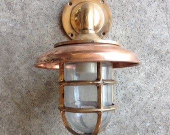 Vintage Beach Decor Brass Lantern Glass Nautical Restored by SEASTYLE