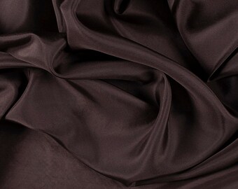 45" Wide 100% Silk Crepe de Chine Dark Brown by the yard