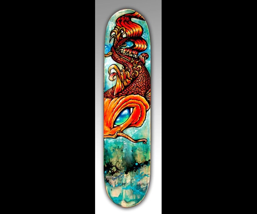 Hand Painted Skateboard Koi Fish Art Koi Fish by SAXONLYNN