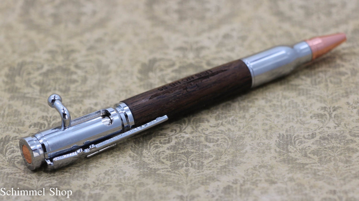 Handmade Schimmel Pen, Bolt Action Bullet Pen, Chrome or Gun