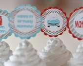 Theme Pump toppers Vintage  Truck  cupcake Cupcake Gas Blue  vintage Vehicle Toppers Car car Birthday