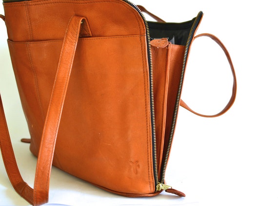 Vintage FRYE Bag British Tan Colombian Leather by RebootVintage