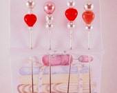 Decorative Pincushion Pins, Embellishment Pins, Set of 4 Fancy Scrapbook Pins, Ornamental Stick Pins, Sewing Supplies