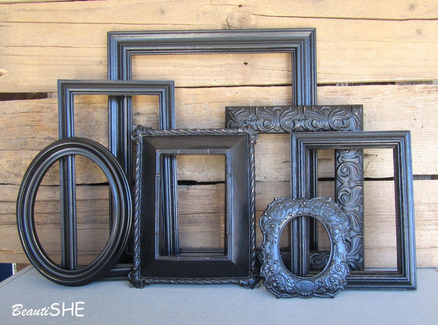Custom Black Picture Frame Set You Choose HOW MANY Open or GLASS
