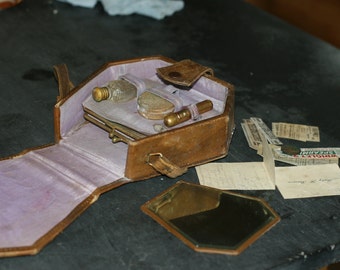 RARE - 1910s Ethel Barrymore Beauty Case, Vintage Beauty Case, Antique Clutch, Ethel Barrymore, Leather Case