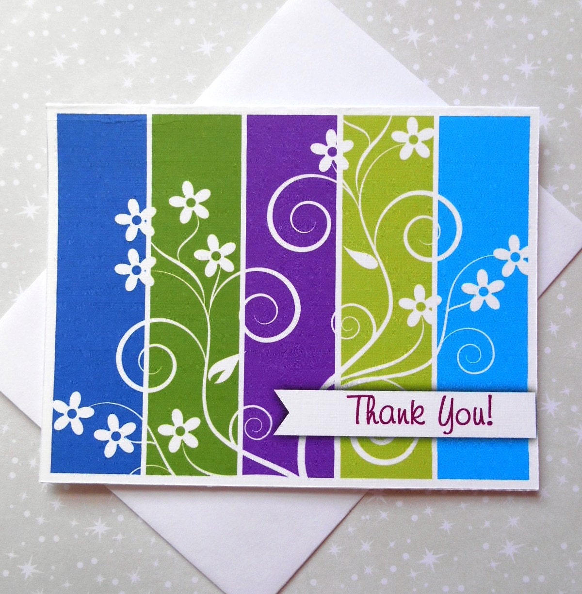 Cool Petals Color Block Thank You Cards 8ct