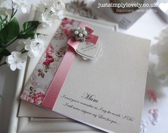 Stunning Mother of the Bride Card Vintage Rose & Dusky Pink