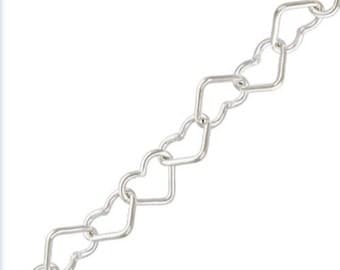 925 Sterling Silver 3.5mm Heart Link Cable Chain (Sold By the Foot)
