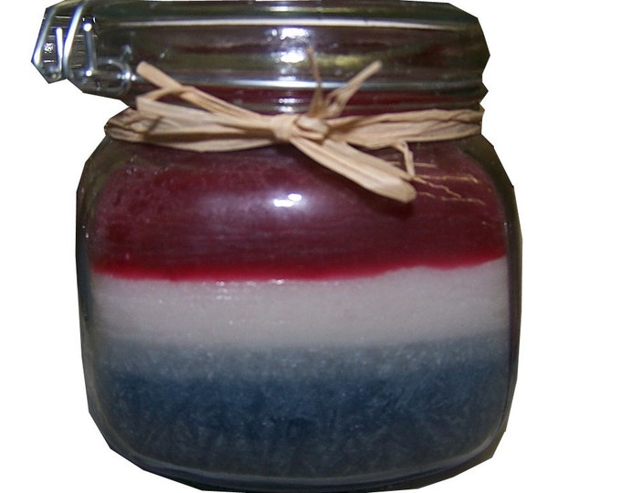 Red, white and blue country jar
