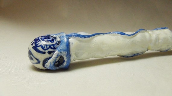 Magic Wand In Blue White Asian Delft Handcrafted By