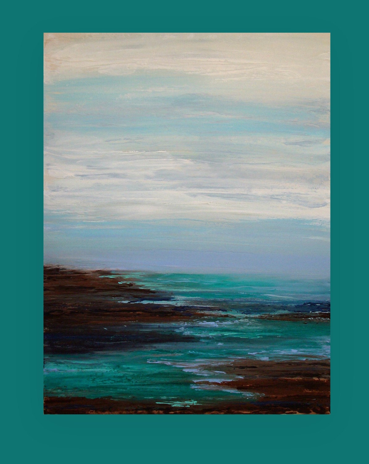Art Painting Abstract Acrylic Original Ocean Seascape on