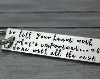 Inspirational Key Chain, Custom Key Chain, Encouragement Gift, Personal Message Key Chain, Inspiration Gift Hand stamped Key Chain Stamped