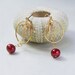 Cranberry Pearl Earrings . Gold Circles . Lightweight
