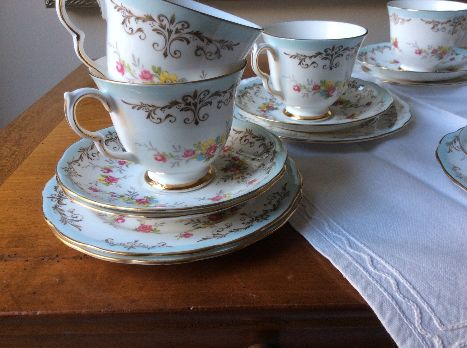 Vintage Queen Anne Bone china tea cup trio Haute Juice