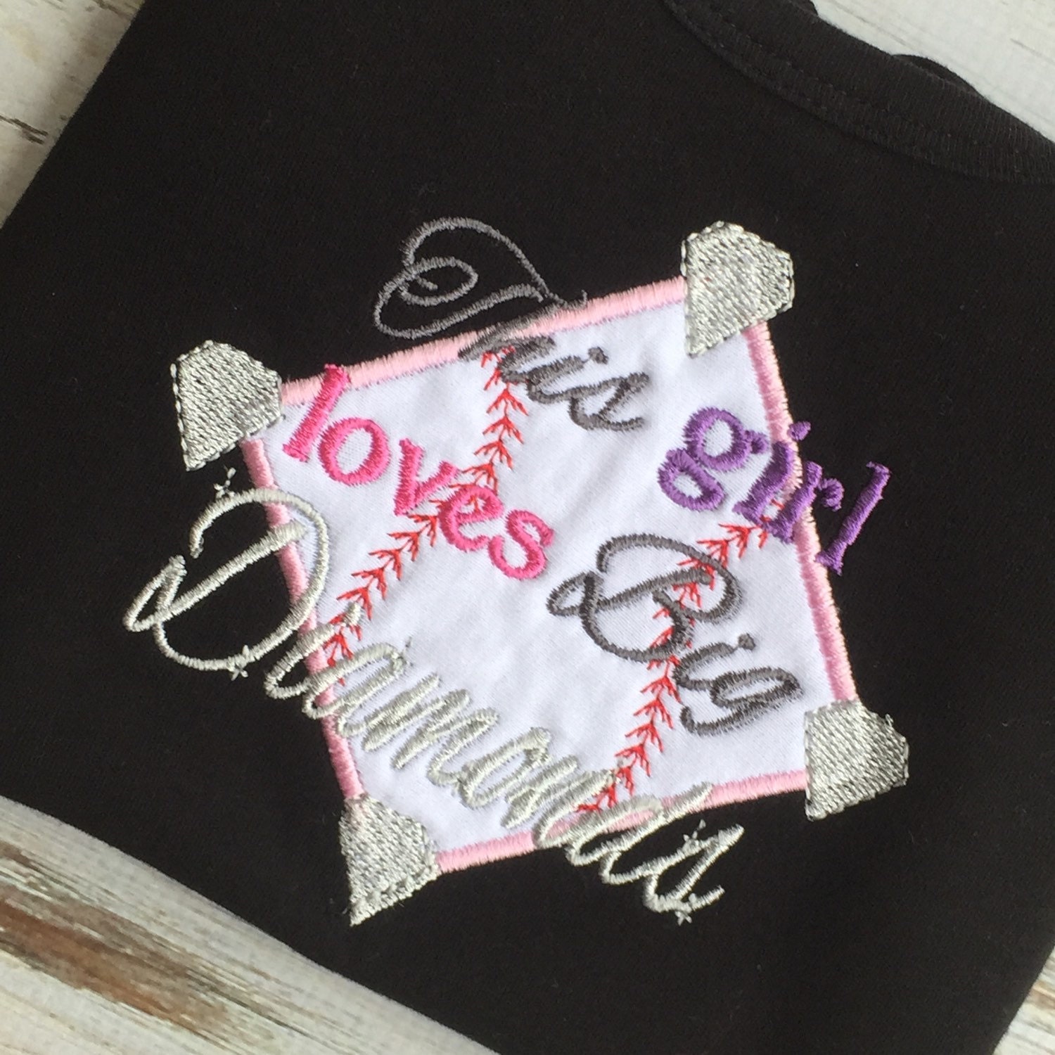 This girl loves big diamonds baseball shirt by BabyBirdsCloset
