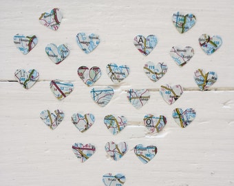 Confetti Hearts more than a 1000 from a map atlas from Europe