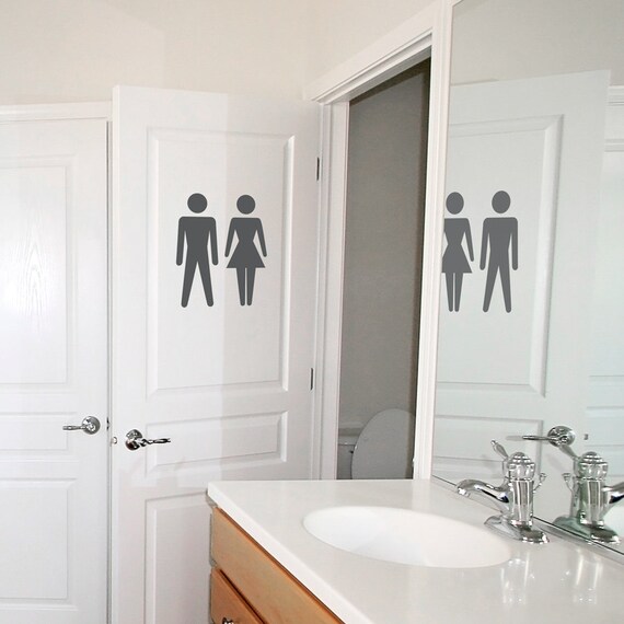 Bathroom Icon Wall Decal Restroom Decal Unisex Bathroom