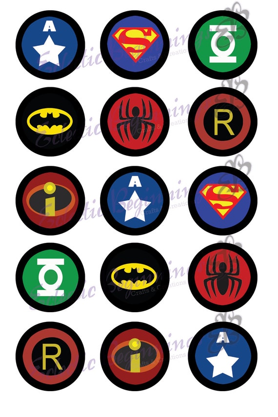 Bottle Cap Download-superhero Signs Print 1 Inch Bottle