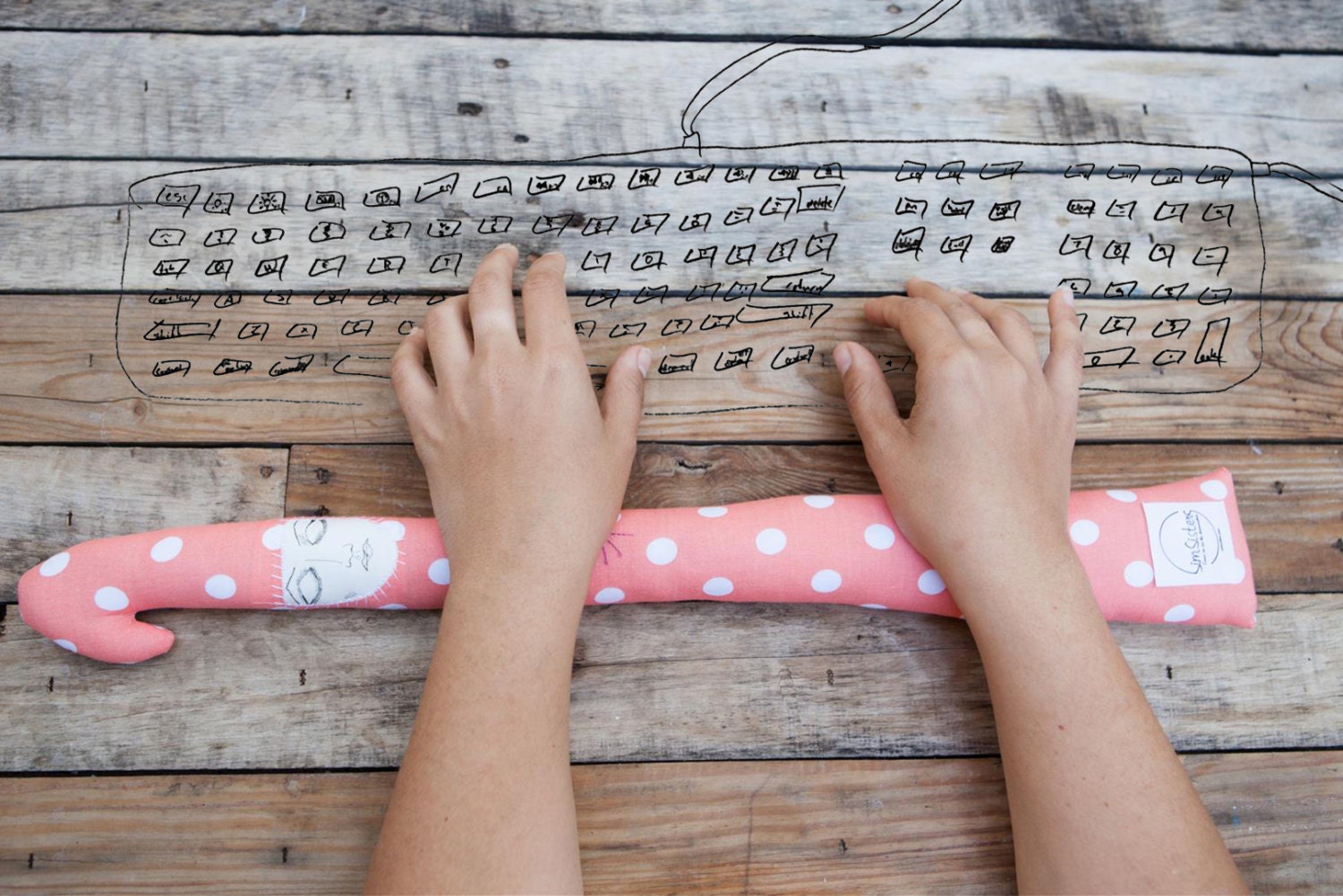 Pink keyboard wrist rest. Soft cotton wrist pad for office.