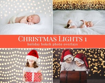 Christmas photo overlays "Christmas Lights 1", holiday bokeh photo overlays for Photoshop, photo overlays for Photographers