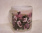 Handmade Pansy Mug, Painted Porcelain Coffee Cup, China Painted Pansy Cup, Pansy/Hummingbird Coffee Cup, Pansy Coffee Mug, MATGOFG