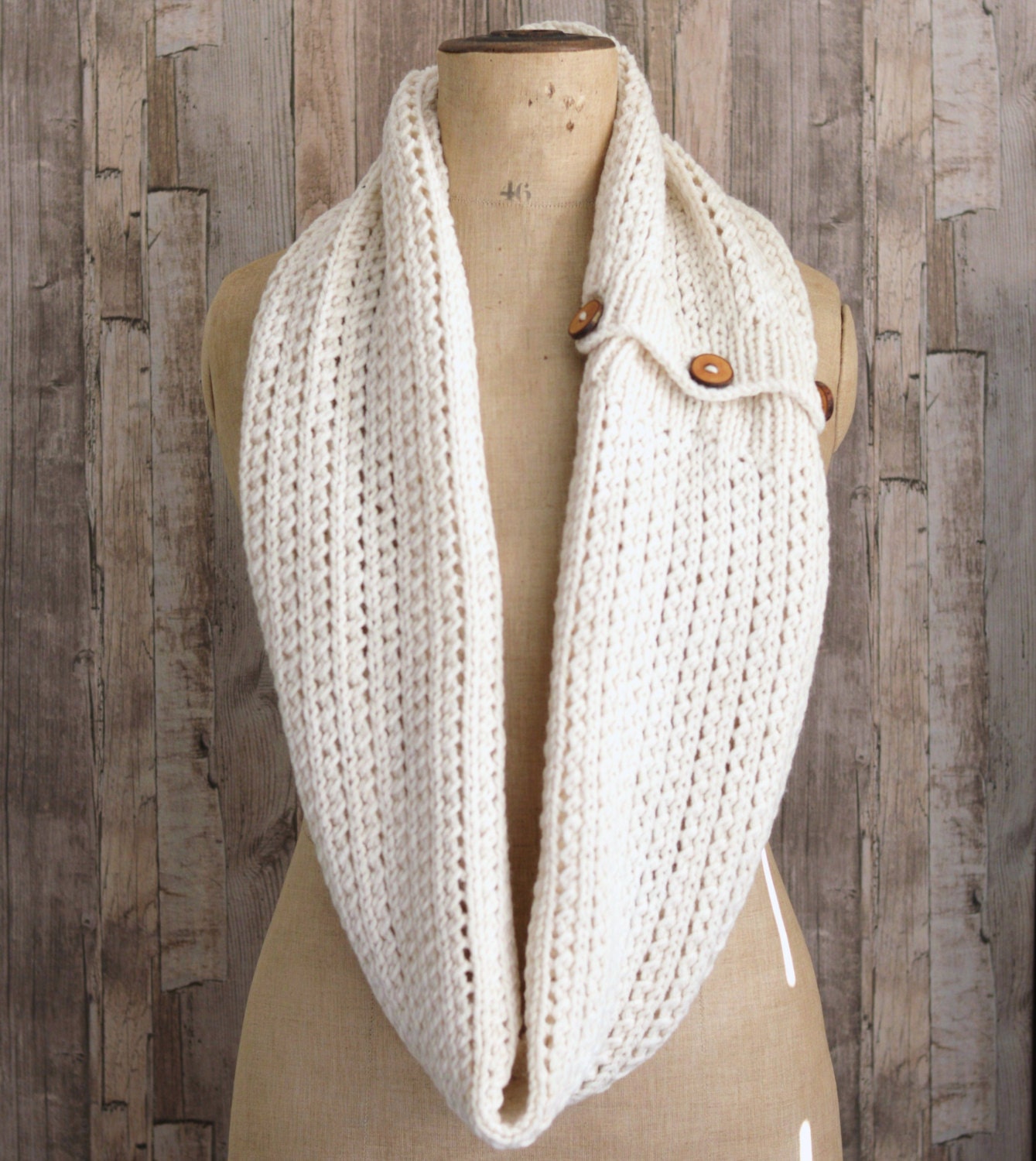 Easy KNITTING PATTERN Infinity Scarf Chunky Rib Mesh Infinity