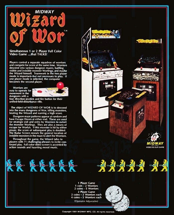 Wizard Of Wor Video Arcade Stand-Up Display Electronics