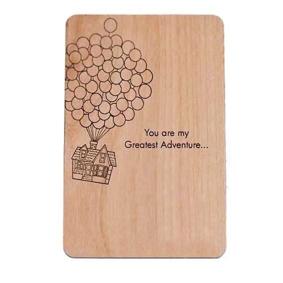 Pixar Up -  Laser Cut and Etched on Wood Card