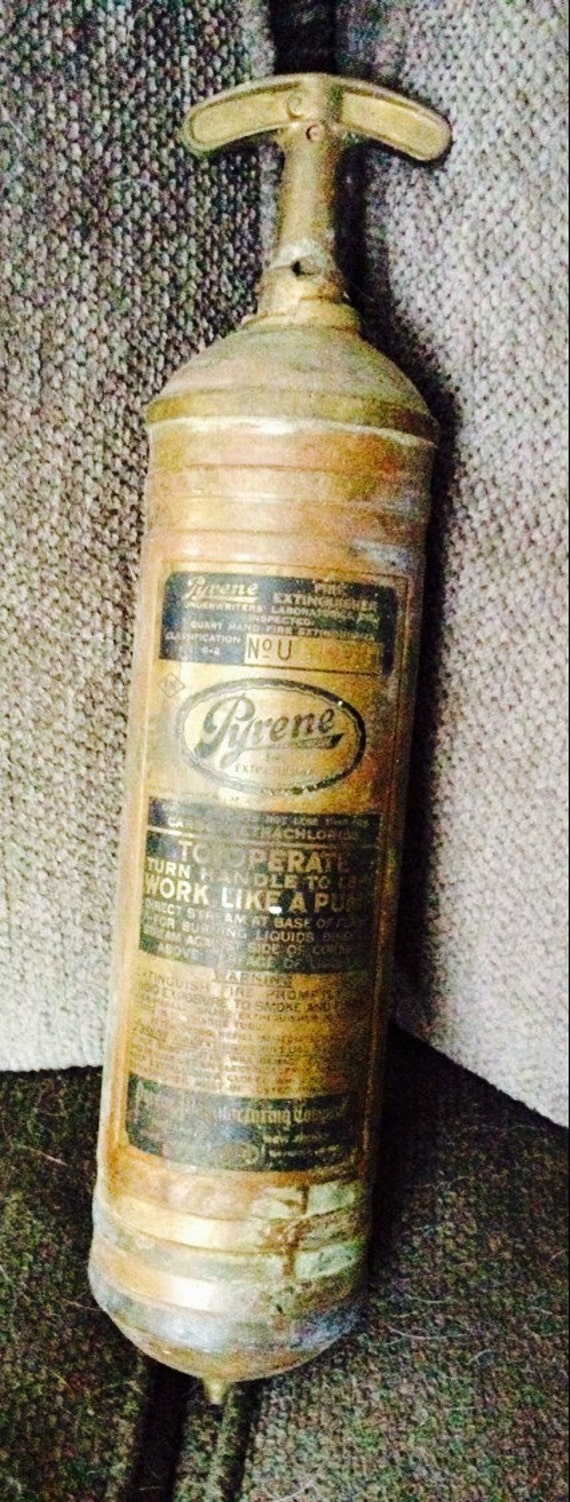 Vintage Pyrene Brass Fire Extinguisher by MoonMayfairVintage