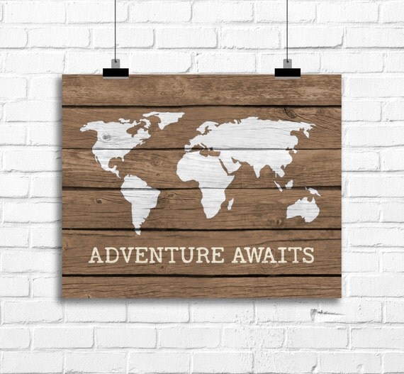 adventure awaits print world map nursery art world map