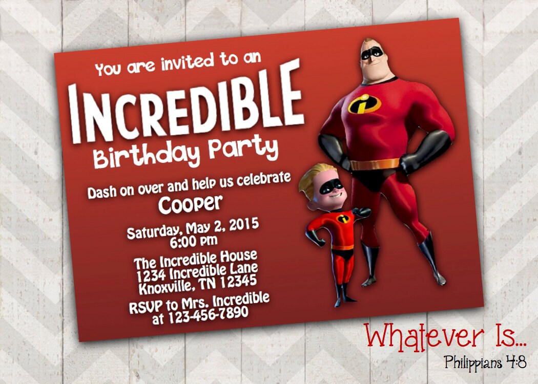 The Incredibles Birthday Printable Invitation