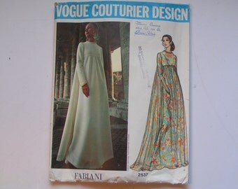 Vintage Vogue Couturier Pattern Fabiani 2537 Miss Evening Dress Size 10