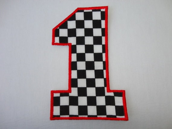 5.0 Checkered Flag Number ONE Iron On Patch by JALittleSparkle