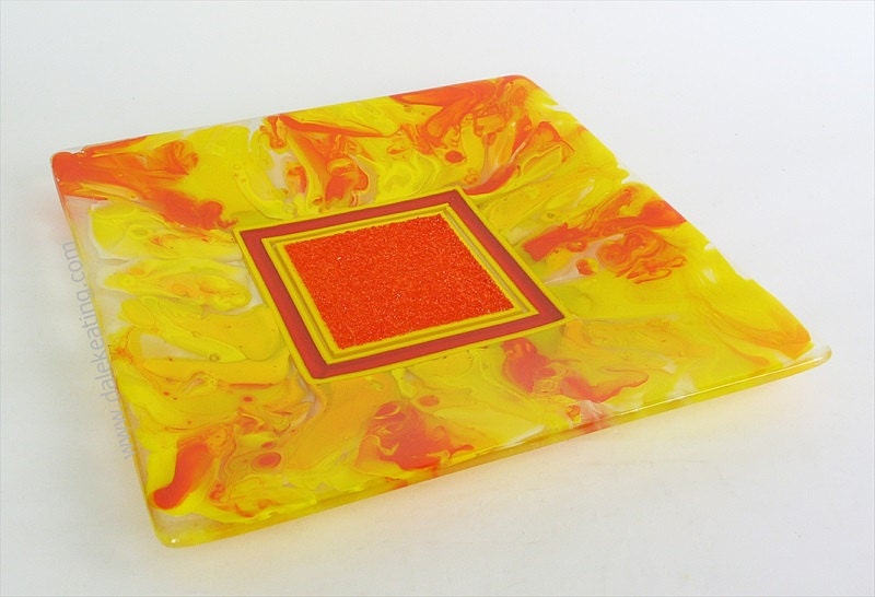Yellow & Orange Fused Art Glass Plate by on Etsy