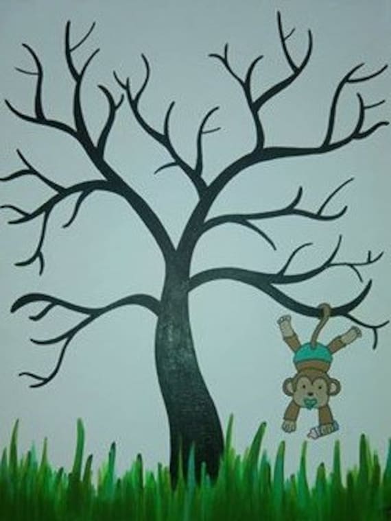 Baby Shower Guestbook Tree Thumbprint Tree Custom Made to Order Children's Art Acrylic on Canvas 8x10, 9x12, or 11x14 inch Painting OOAK